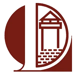 Logo Deutsche Limesstraße Ein Wachturm und ein D sind im Logo der Deutschen Limesstraße in weiß und rot stilisiert zu erkennen.