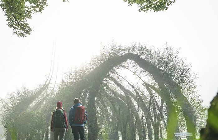 Wanderer vor Weidenkirche