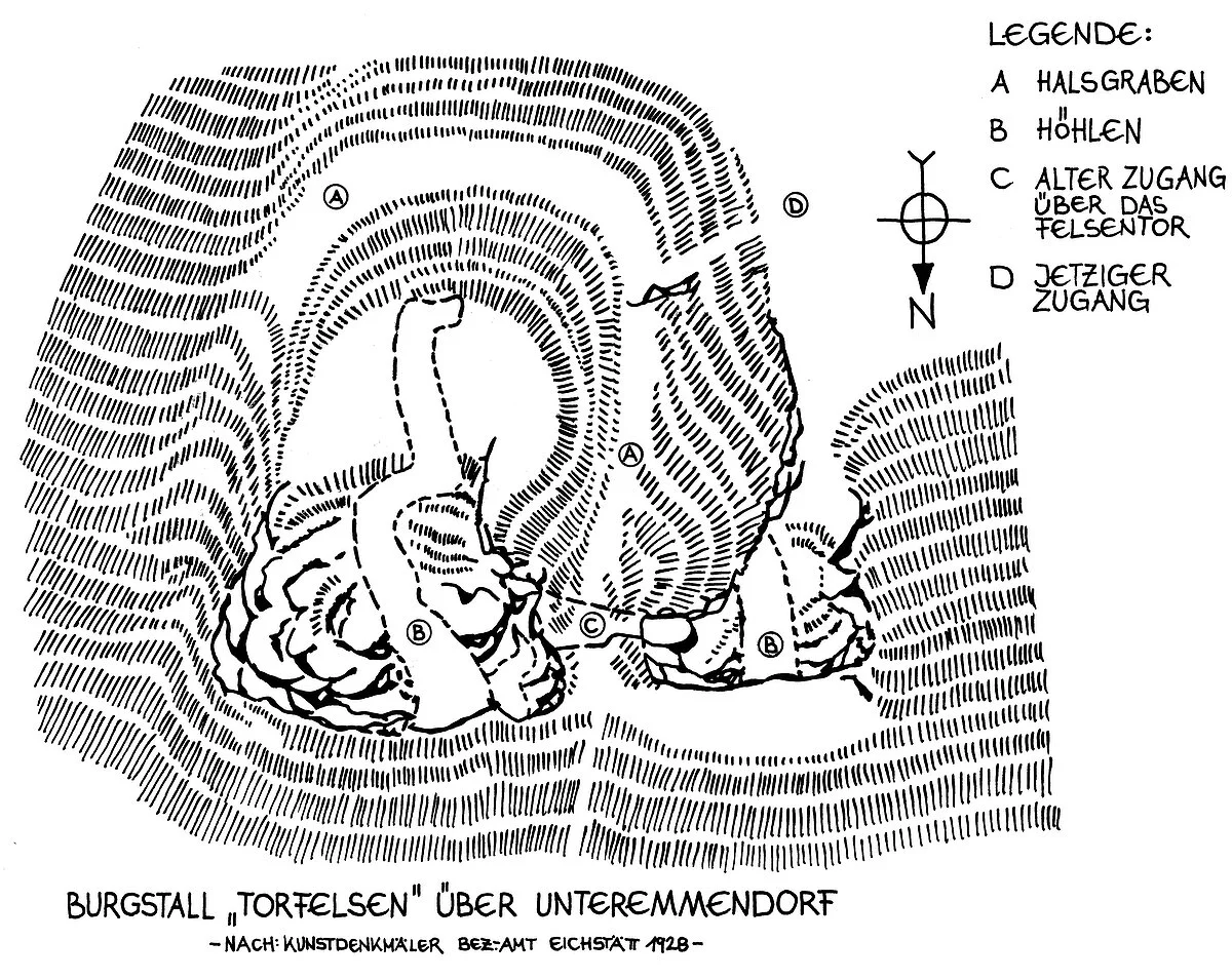 Burgstall "Torfelsen" über Unteremmendorf