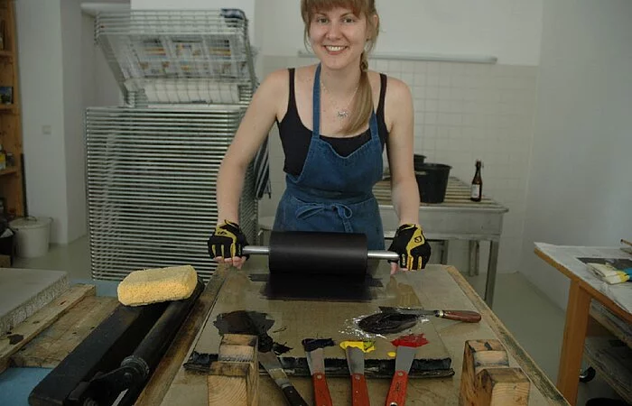 Künstler zu Besuch in der Lithografiewerkstatt Li Portenlänger