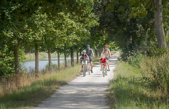 Radlerfamilie auf dem Altmühltal-Radweg unterwegs