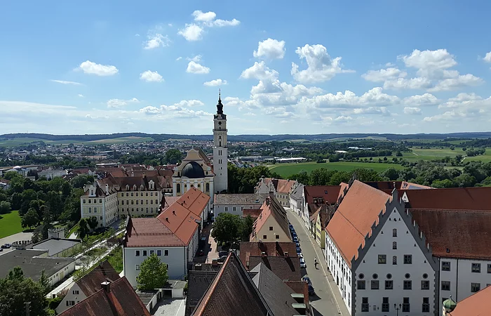 Donauwörth - Blick vom Turm des Liebfrauenmünster zur Wallfahrtskirche Heilig Kreuz