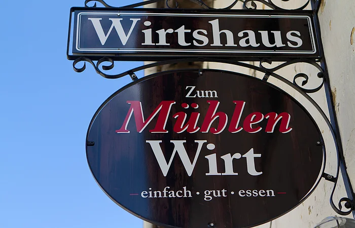 Schild des Wirtshaus zum Mühlenwirt